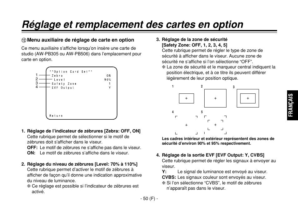 Réglage et remplacement des cartes en option | Panasonic AW-E860L User Manual | Page 167 / 292