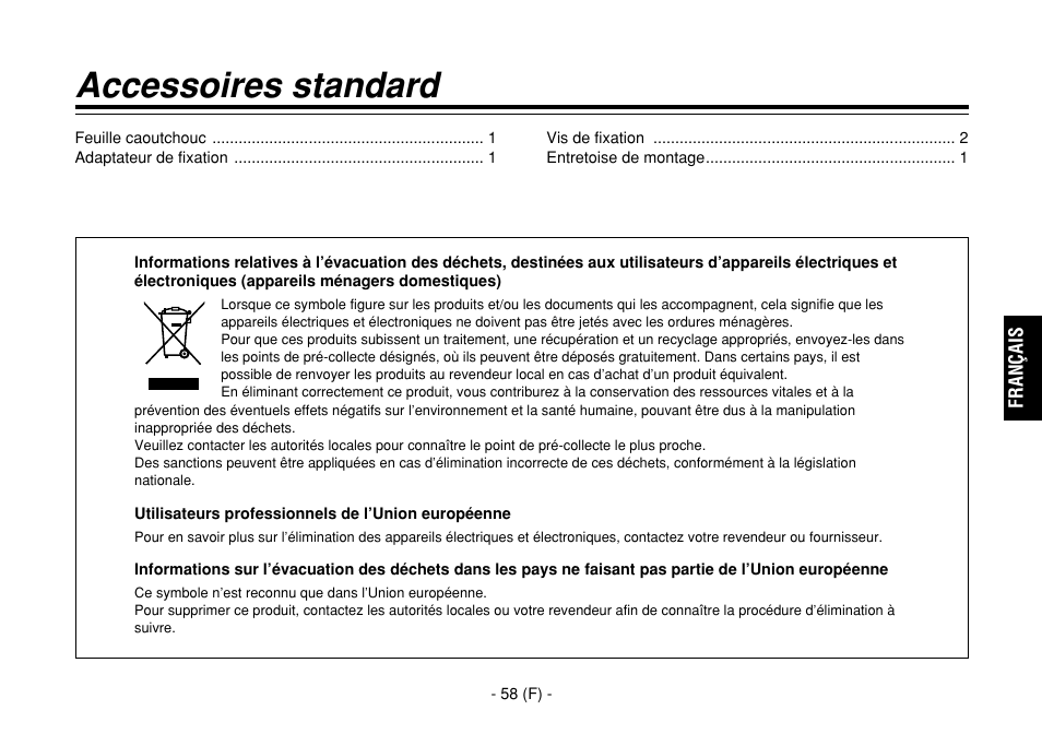 Accessoires standard | Panasonic AW-E860L User Manual | Page 175 / 292