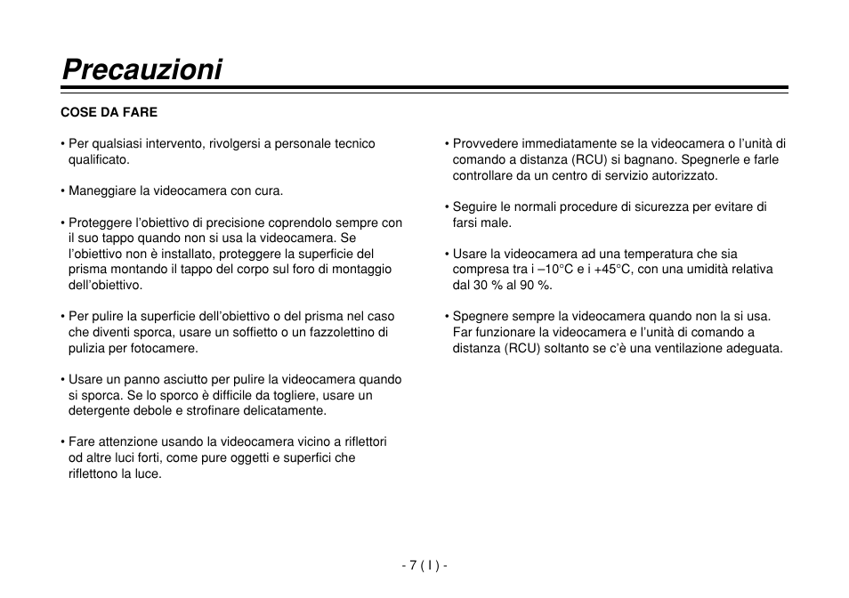 Precauzioni | Panasonic AW-E860L User Manual | Page 182 / 292