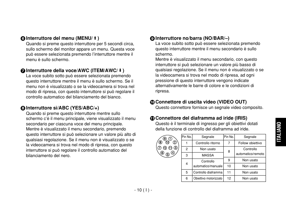 Italiano | Panasonic AW-E860L User Manual | Page 185 / 292