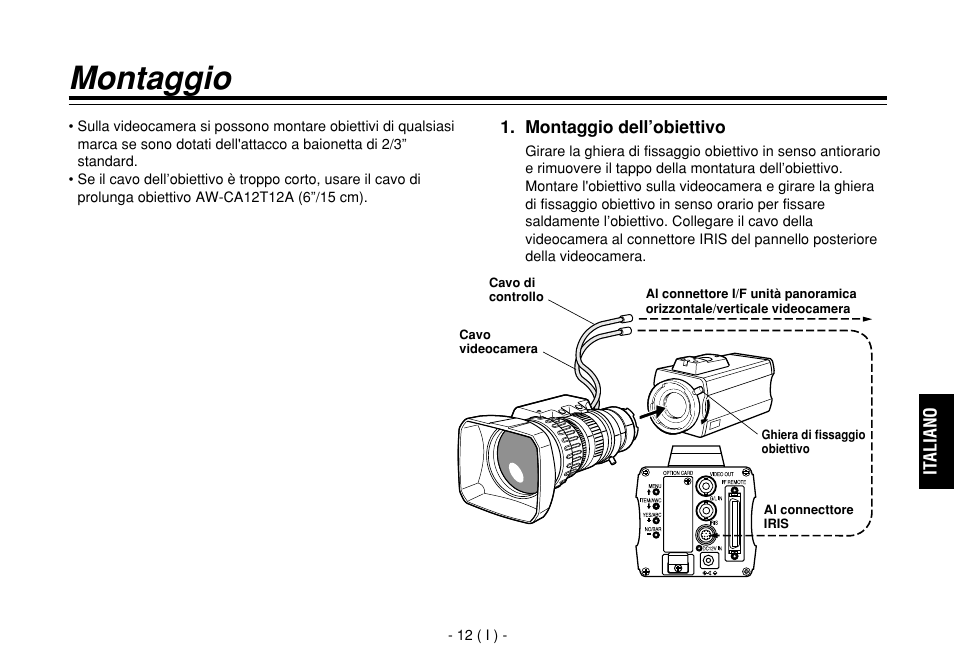 Montaggio | Panasonic AW-E860L User Manual | Page 187 / 292