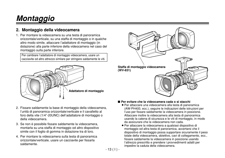 Montaggio | Panasonic AW-E860L User Manual | Page 188 / 292