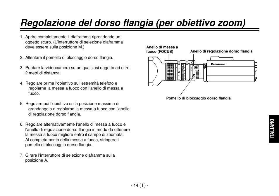 Regolazione del dorso flangia (per obiettivo zoom) | Panasonic AW-E860L User Manual | Page 189 / 292