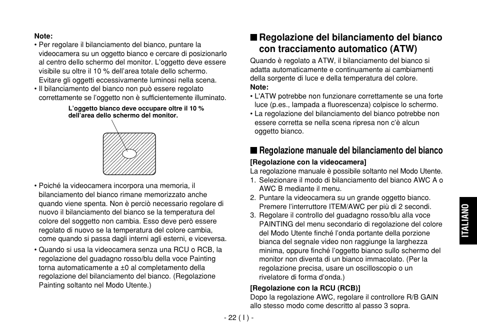 Regolazione manuale del bilanciamento del bianco | Panasonic AW-E860L User Manual | Page 197 / 292