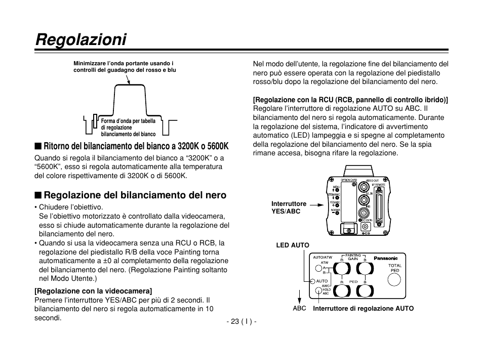 Regolazioni, Regolazione del bilanciamento del nero | Panasonic AW-E860L User Manual | Page 198 / 292
