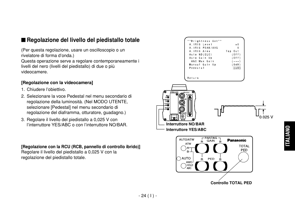 Regolazione del livello del piedistallo totale | Panasonic AW-E860L User Manual | Page 199 / 292