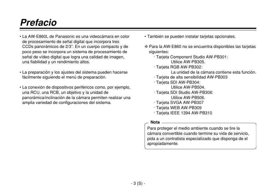 Prefacio | Panasonic AW-E860L User Manual | Page 236 / 292