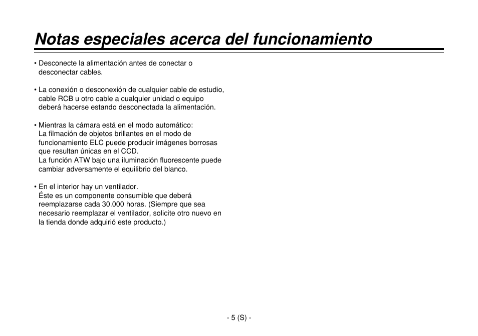 Notas especiales acerca del funcionamiento | Panasonic AW-E860L User Manual | Page 238 / 292