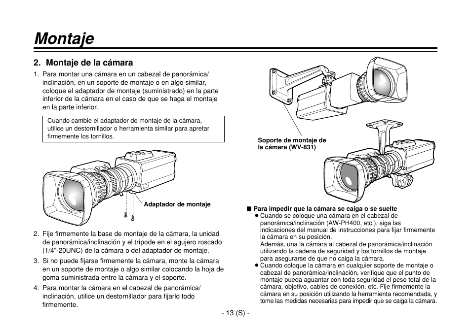 Montaje | Panasonic AW-E860L User Manual | Page 246 / 292
