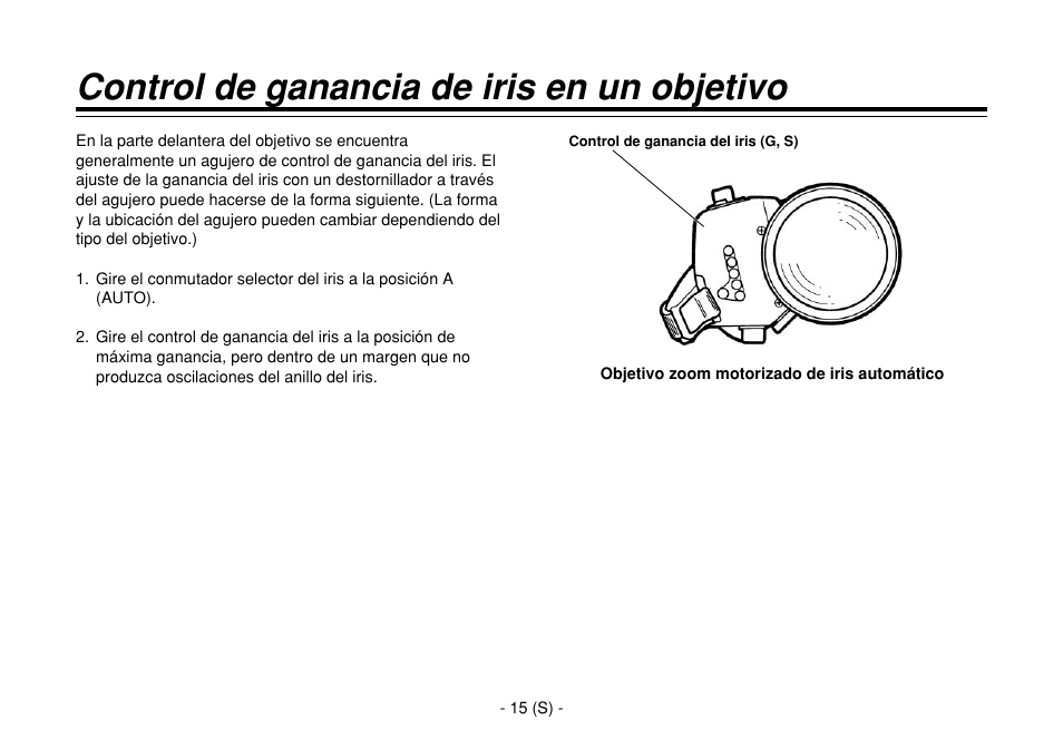 Control de ganancia de iris en un objetivo | Panasonic AW-E860L User Manual | Page 248 / 292