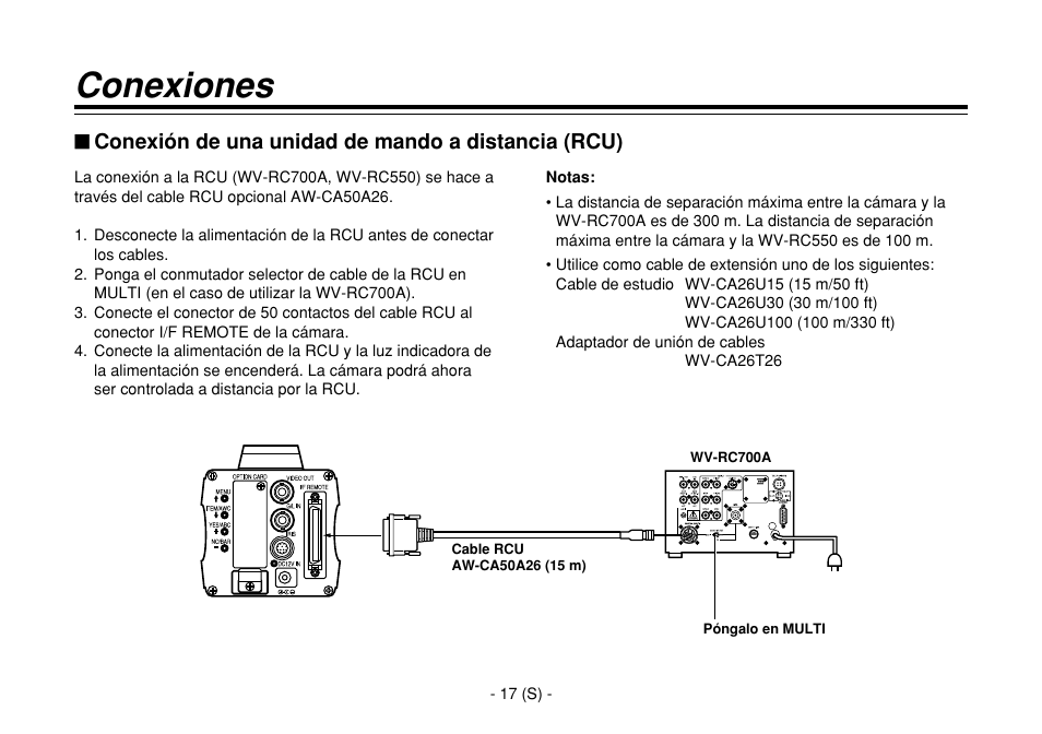 Conexiones, Conexión de una unidad de mando a distancia (rcu) | Panasonic AW-E860L User Manual | Page 250 / 292