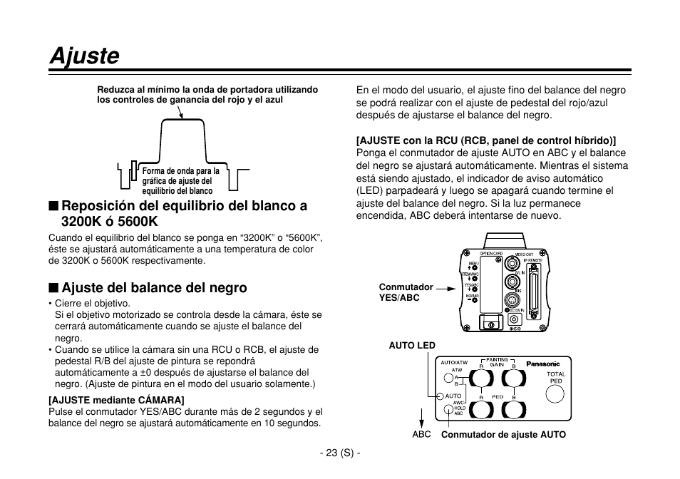 Ajuste, Ajuste del balance del negro | Panasonic AW-E860L User Manual | Page 256 / 292