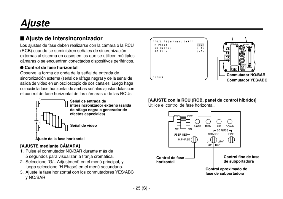 Ajuste, Ajuste de intersincronizador | Panasonic AW-E860L User Manual | Page 258 / 292