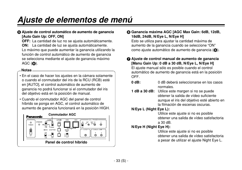 Ajuste de elementos de menú | Panasonic AW-E860L User Manual | Page 266 / 292