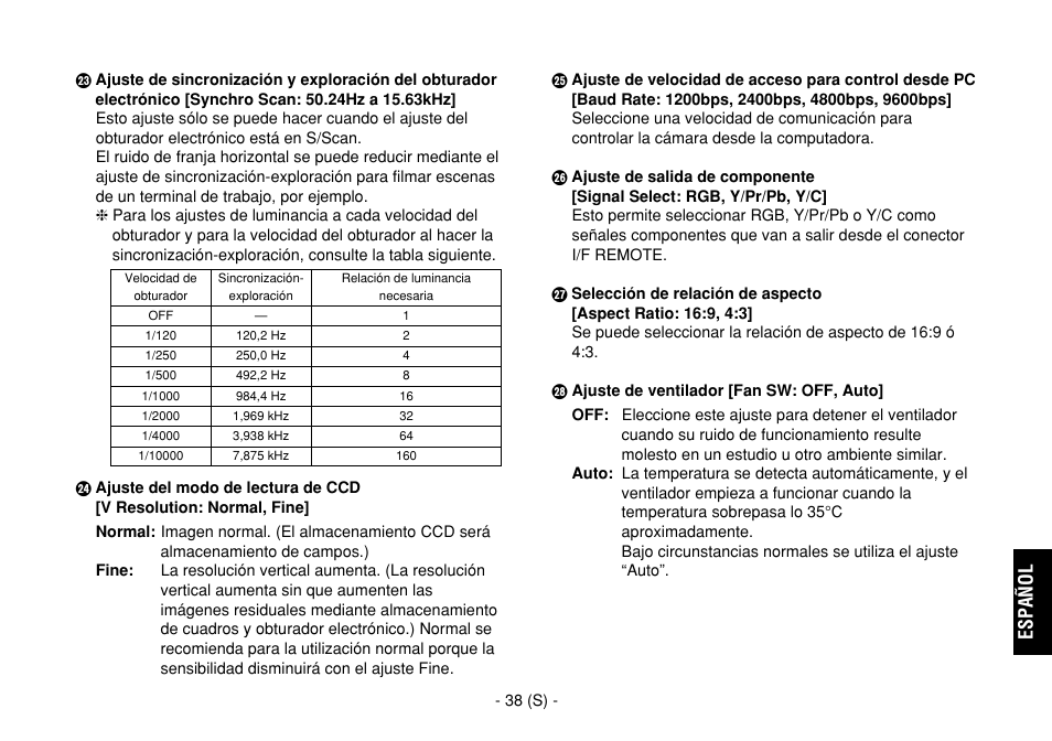 Español | Panasonic AW-E860L User Manual | Page 271 / 292