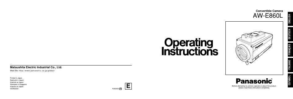Aw-e860l | Panasonic AW-E860L User Manual | Page 292 / 292