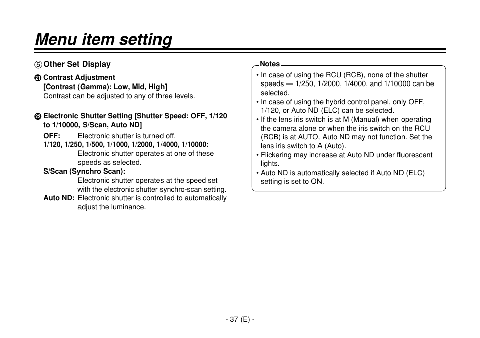 Menu item setting | Panasonic AW-E860L User Manual | Page 38 / 292