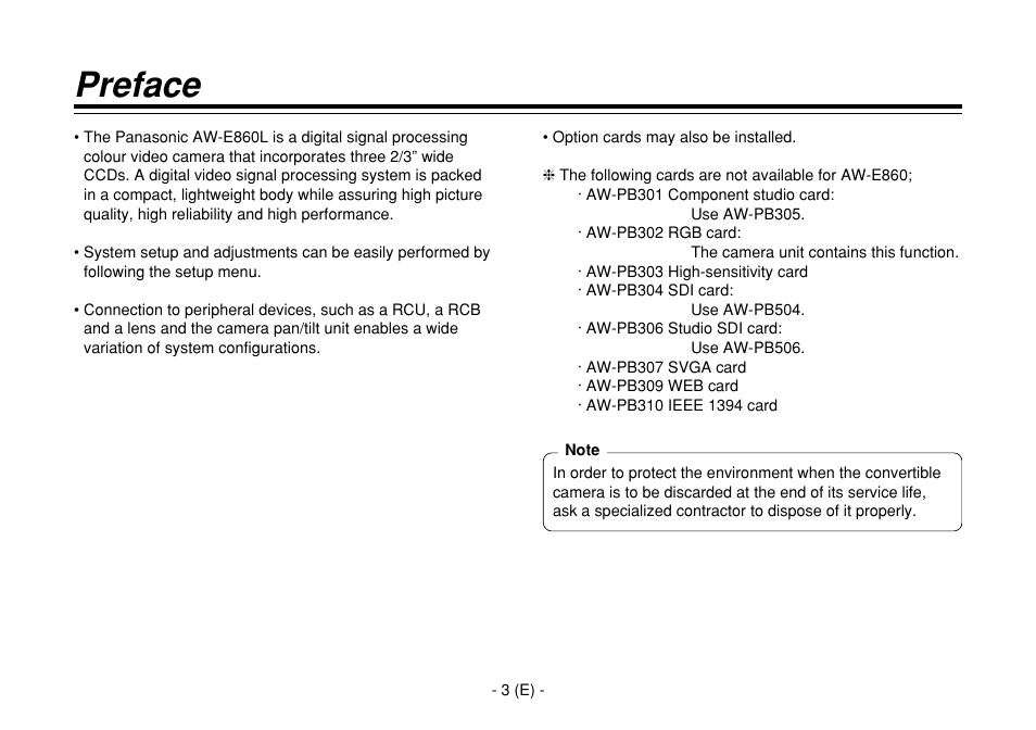 Preface | Panasonic AW-E860L User Manual | Page 4 / 292