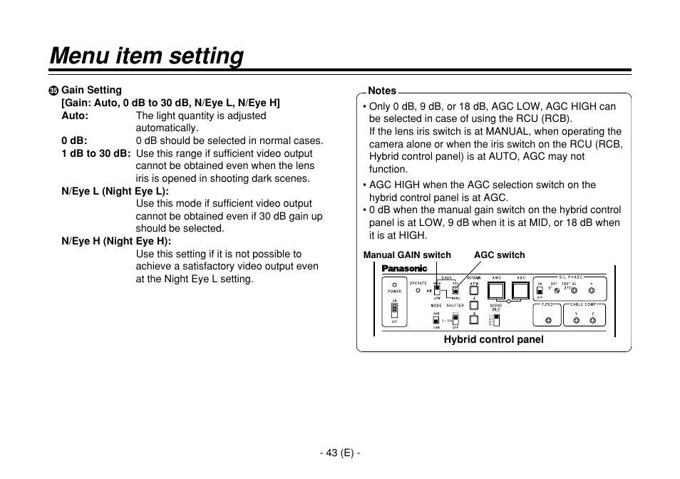 Menu item setting | Panasonic AW-E860L User Manual | Page 44 / 292