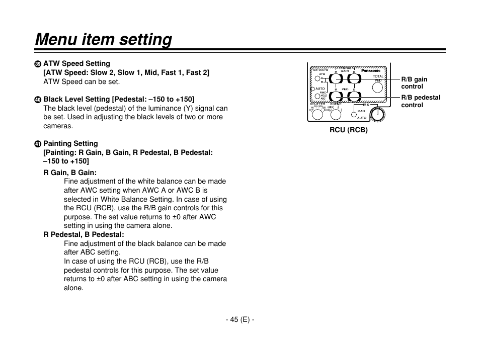 Menu item setting | Panasonic AW-E860L User Manual | Page 46 / 292