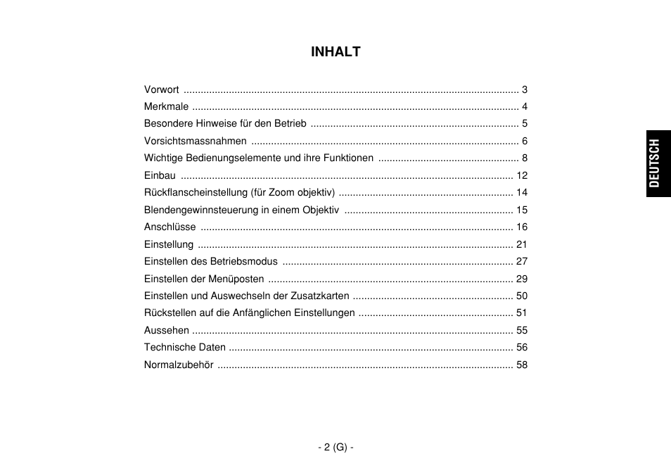 Inhalt | Panasonic AW-E860L User Manual | Page 61 / 292