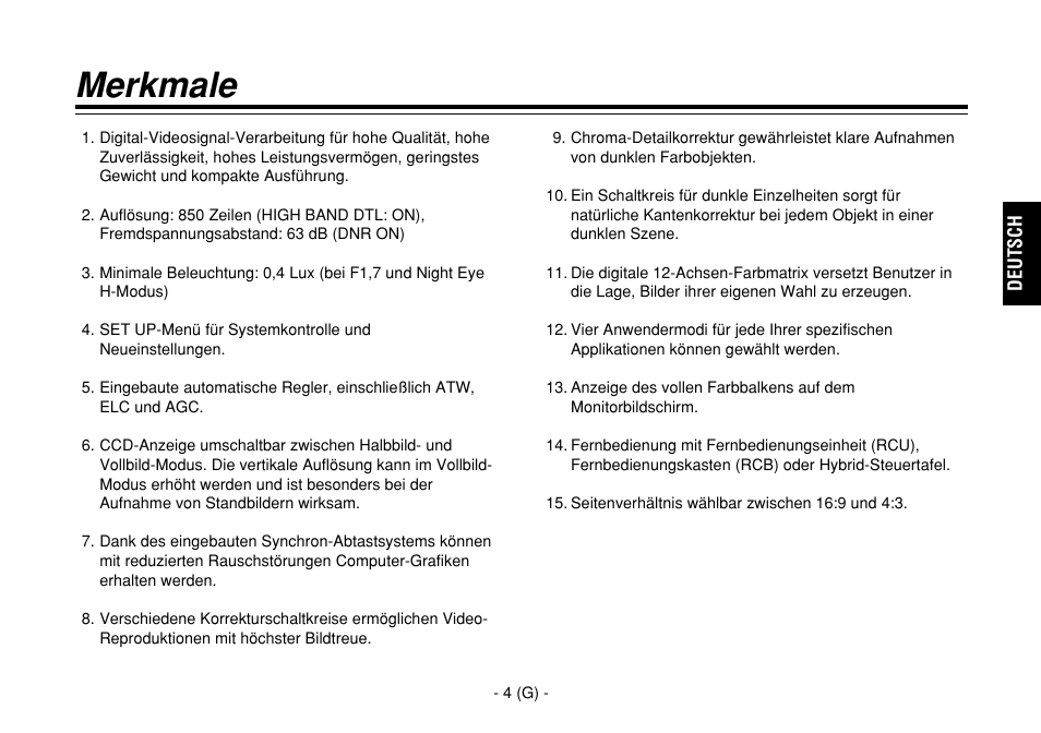 Merkmale | Panasonic AW-E860L User Manual | Page 63 / 292