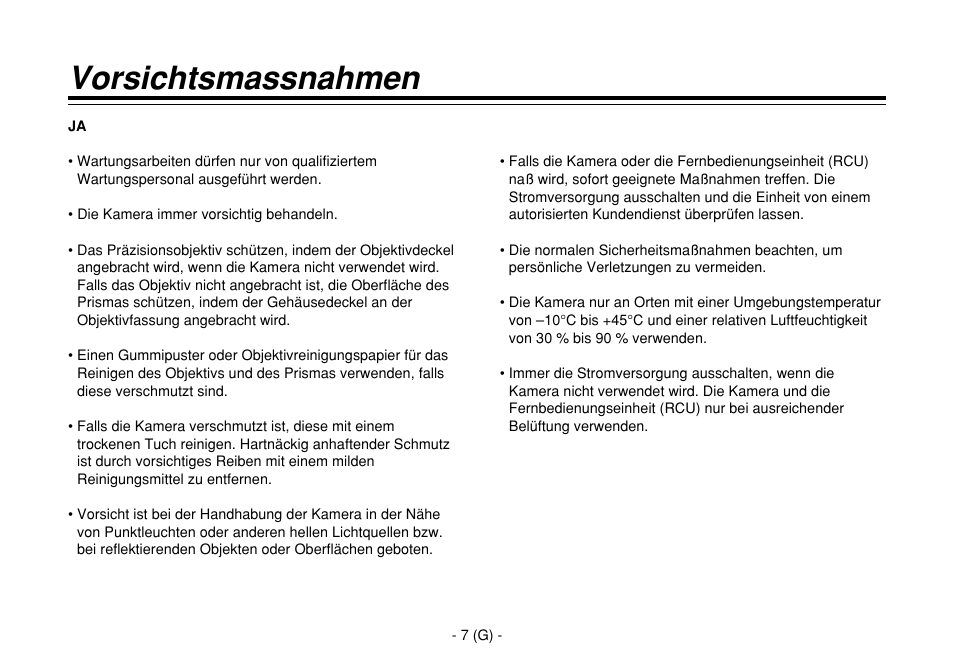 Vorsichtsmassnahmen | Panasonic AW-E860L User Manual | Page 66 / 292