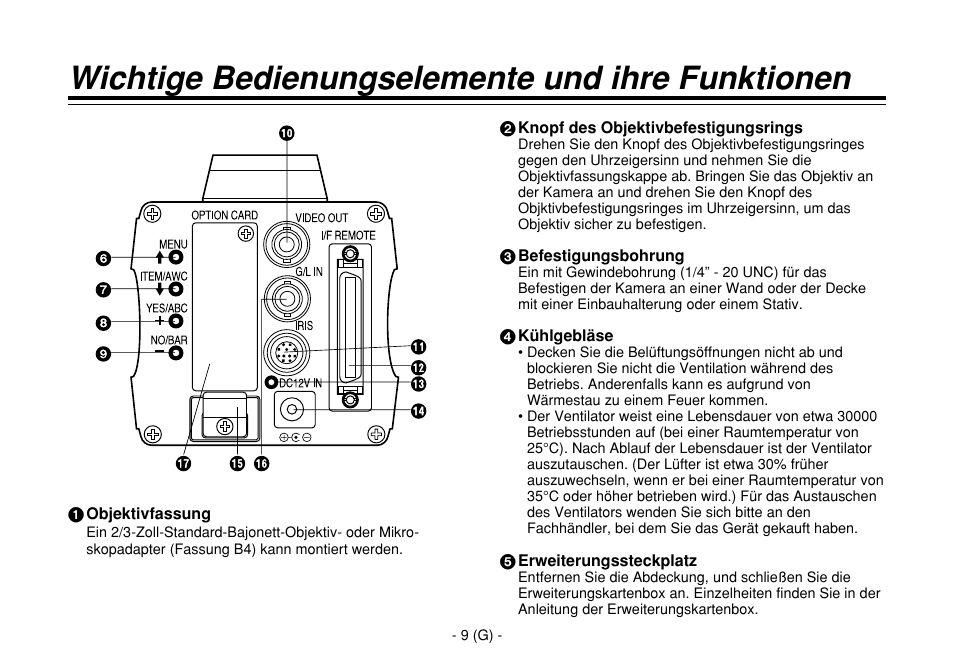 Wichtige bedienungselemente und ihre funktionen | Panasonic AW-E860L User Manual | Page 68 / 292