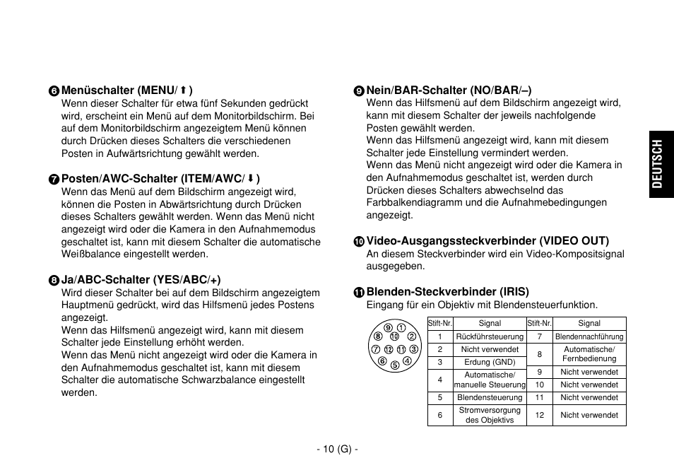 Deutsch | Panasonic AW-E860L User Manual | Page 69 / 292