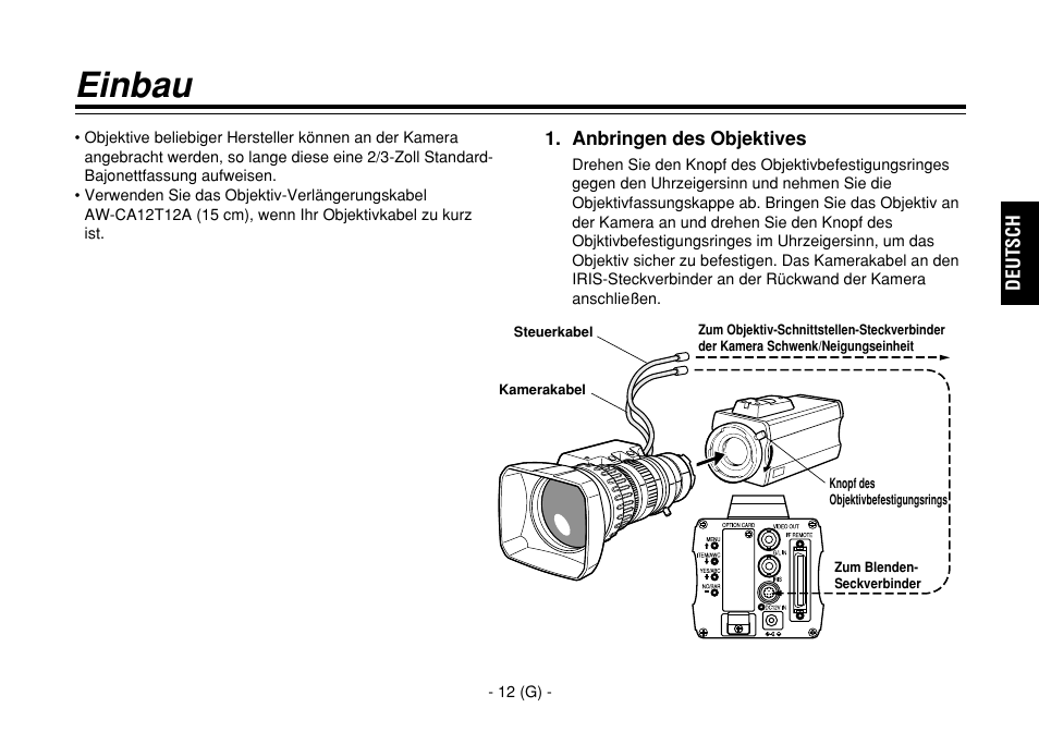 Einbau | Panasonic AW-E860L User Manual | Page 71 / 292