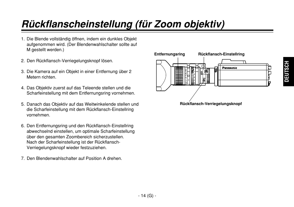 Rückflanscheinstellung (für zoom objektiv) | Panasonic AW-E860L User Manual | Page 73 / 292