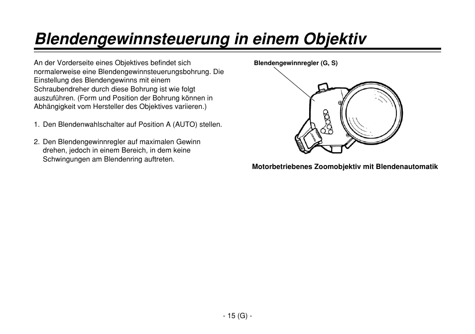 Blendengewinnsteuerung in einem objektiv | Panasonic AW-E860L User Manual | Page 74 / 292