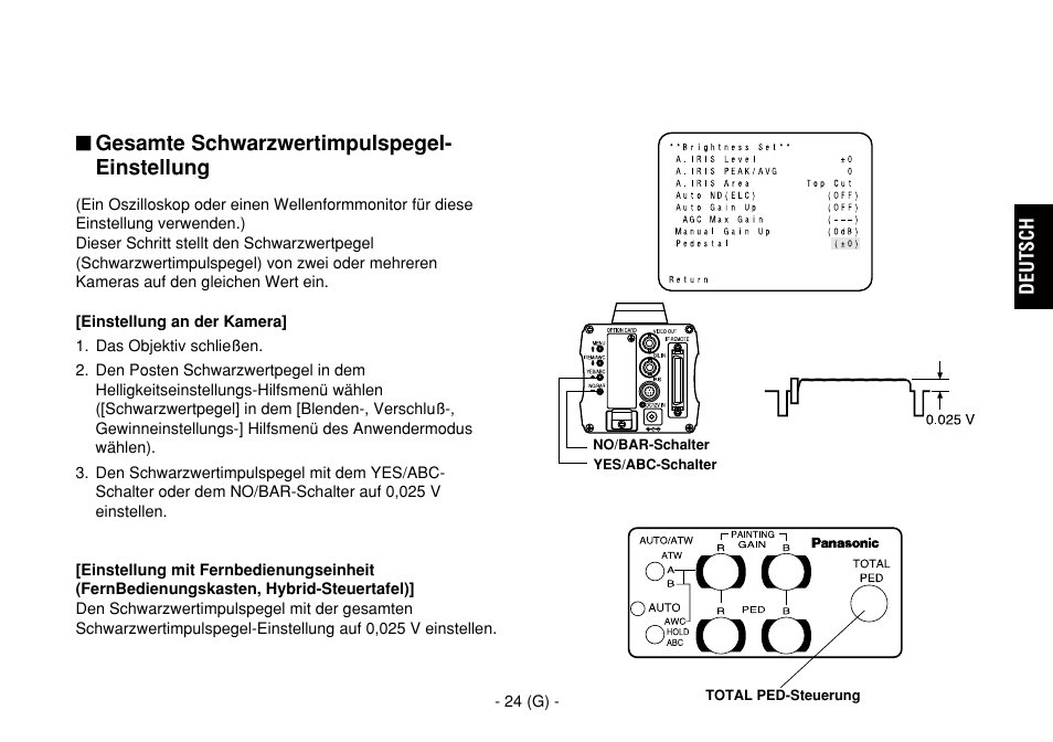 Gesamte schwarzwertimpulspegel- einstellung | Panasonic AW-E860L User Manual | Page 83 / 292