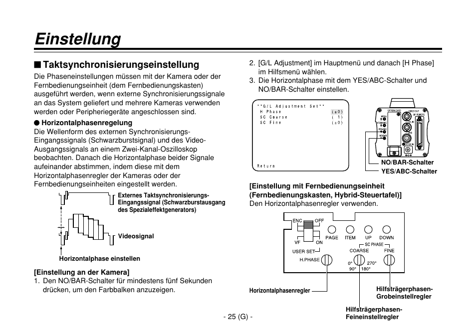Einstellung, Taktsynchronisierungseinstellung | Panasonic AW-E860L User Manual | Page 84 / 292