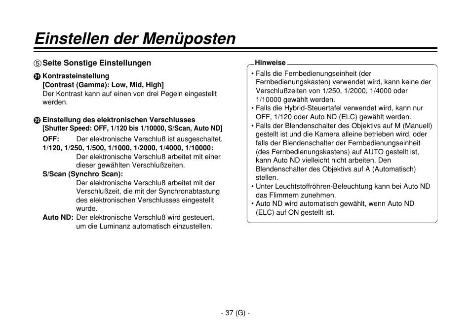 Einstellen der menüposten | Panasonic AW-E860L User Manual | Page 96 / 292