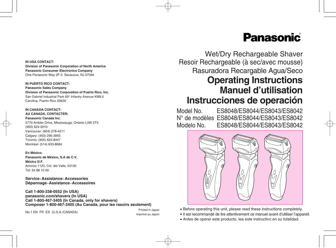 Panasonic ES8042 User Manual | 14 pages