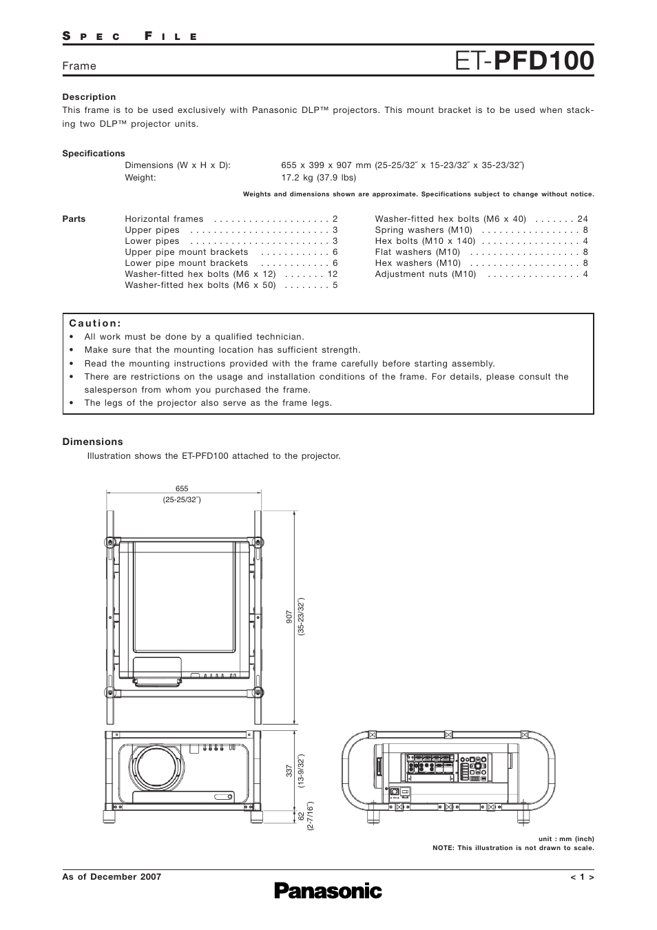 Panasonic Frame ET-PFD100 User Manual | 1 page