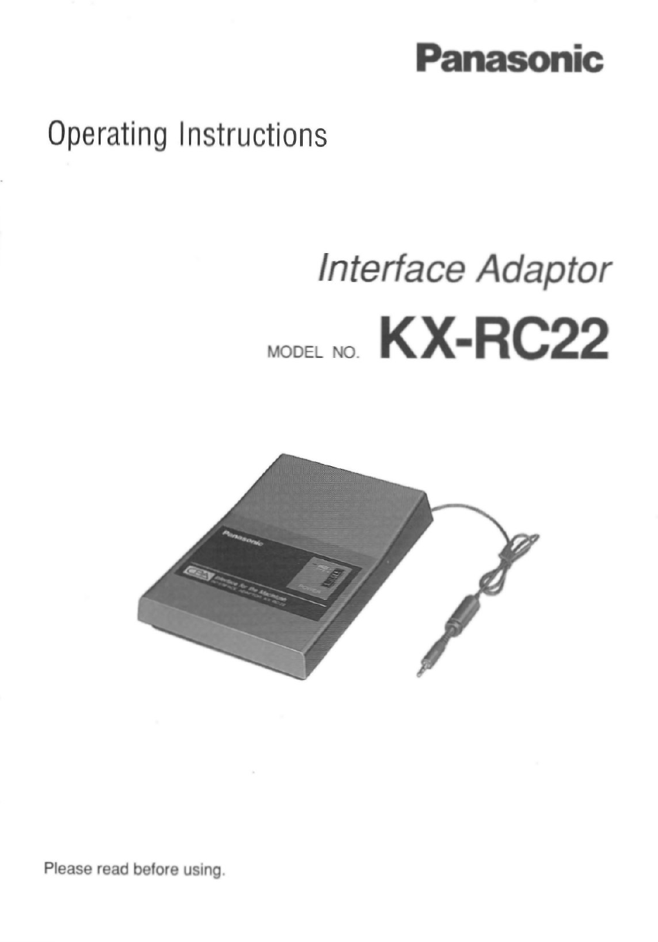 Panasonic KX-RC22 User Manual | 48 pages