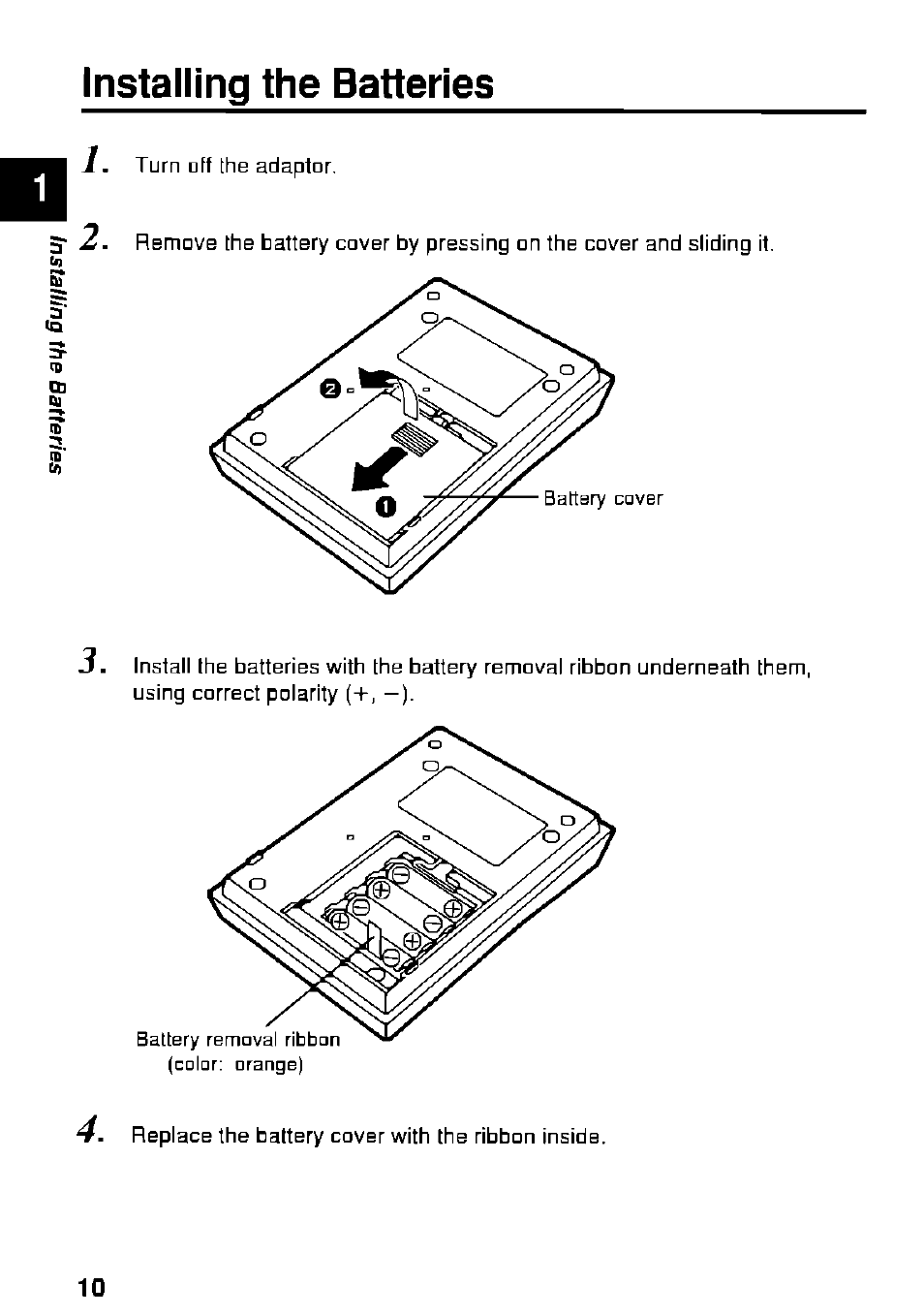 Installing the batteries | Panasonic KX-RC22 User Manual | Page 10 / 48