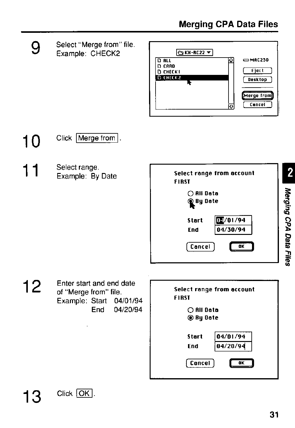 Merging cpa data files | Panasonic KX-RC22 User Manual | Page 31 / 48