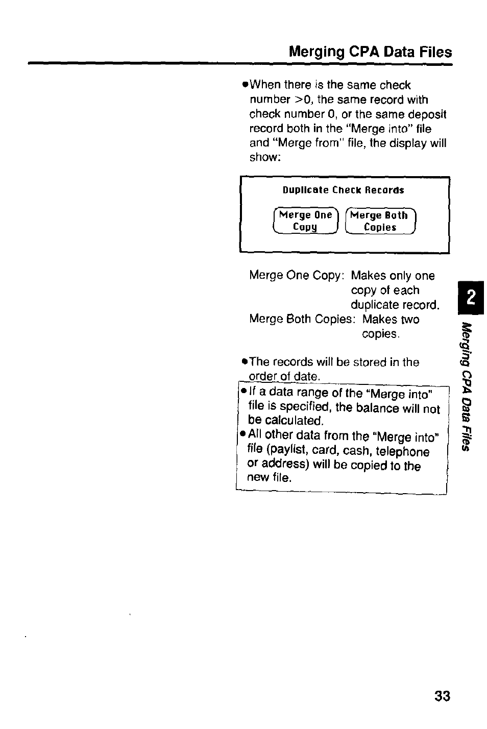 Merging cpa data files | Panasonic KX-RC22 User Manual | Page 33 / 48