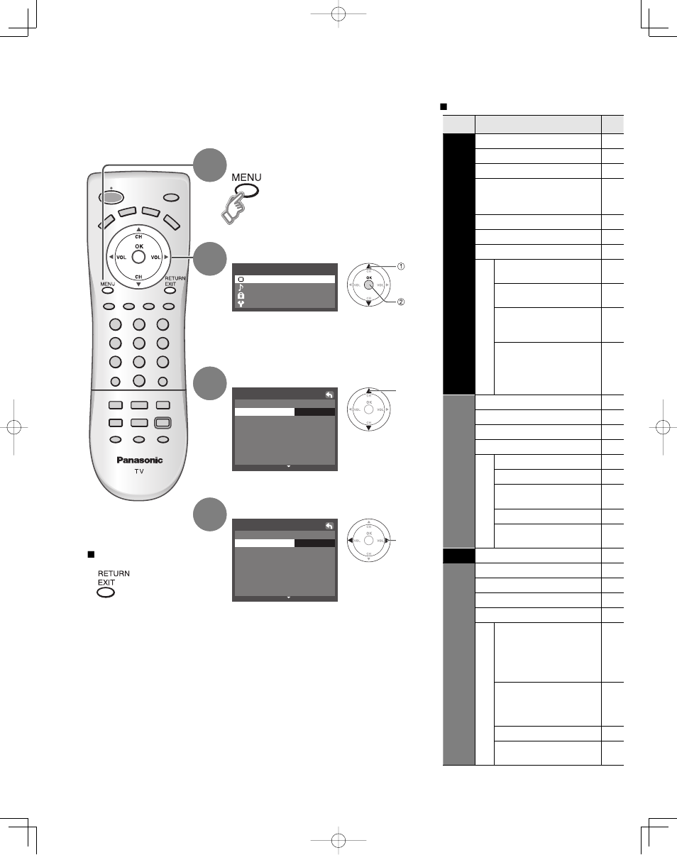 Cómo utilizar las funciones de los menús | Panasonic TC-32LX70L User Manual | Page 44 / 64