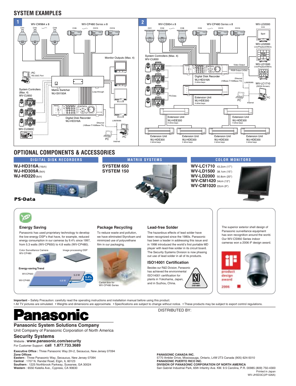 Panasonic preserving the environment, If design award, Optional components & accessories | System examples, Security systems, Panasonic system solutions company, Wv-lc1710, Wv-ld1500, Wv-ld2000, Wv-cm1420 | Panasonic III User Manual | Page 5 / 5