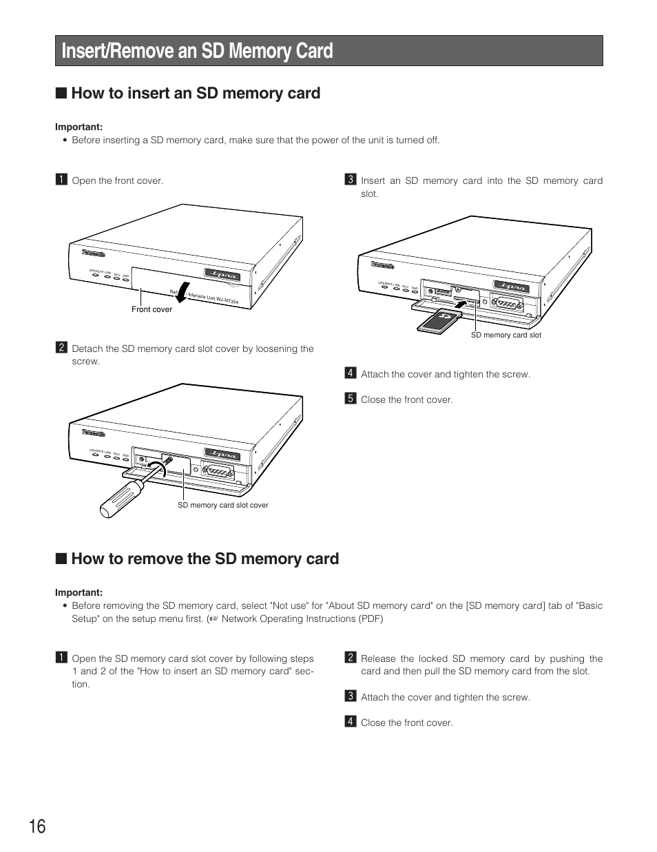 Panasonic WJ-NT304  EN User Manual | Page 16 / 20