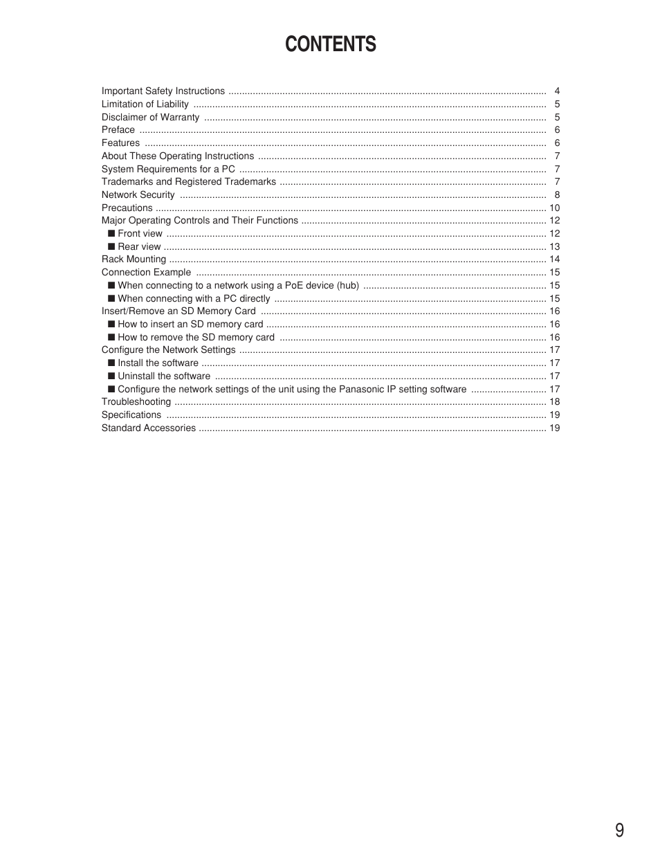 Panasonic WJ-NT304  EN User Manual | Page 9 / 20