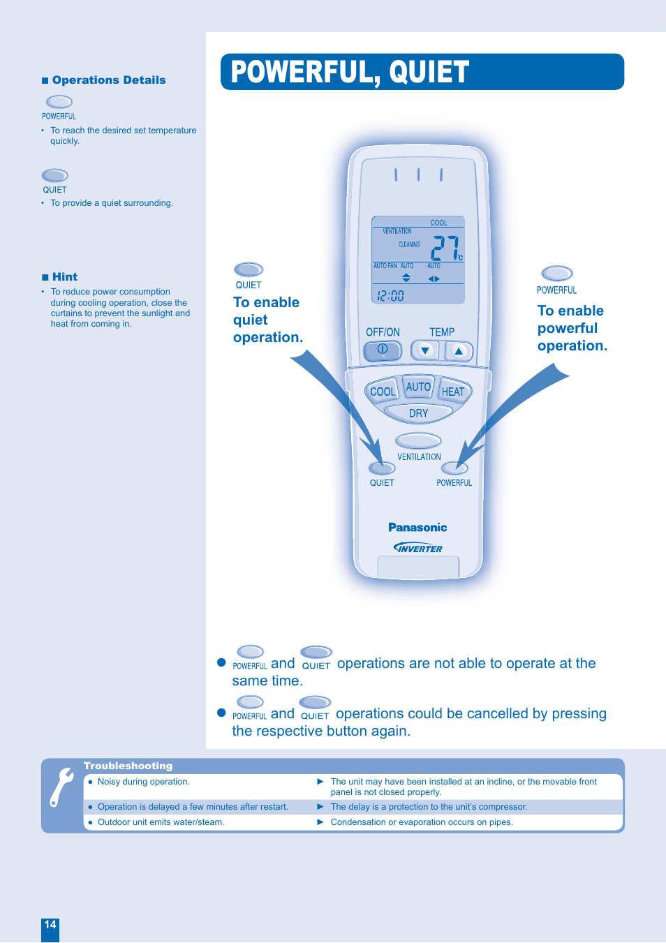Powerful, quiet | Panasonic CS-XE12EKE User Manual | Page 14 / 20