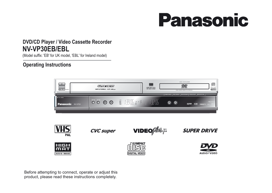 Panasonic NV-VP30EBL User Manual | 64 pages