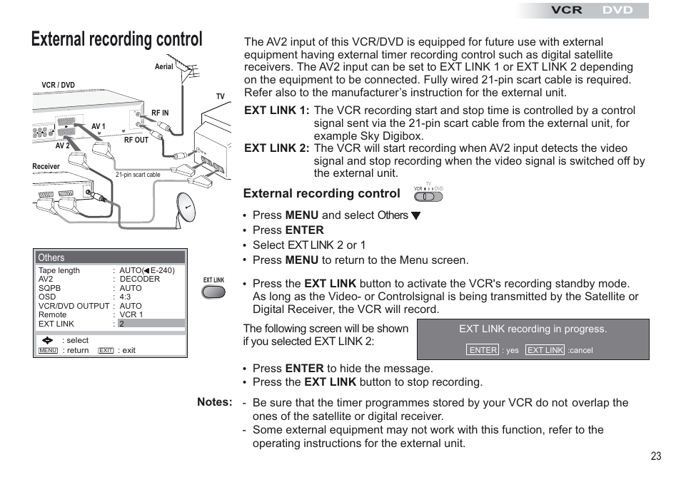 External recording control | Panasonic NV-VP30EBL User Manual | Page 23 / 64