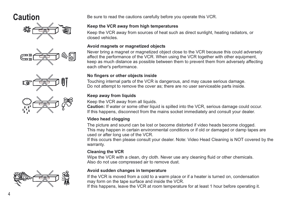 Caution | Panasonic NV-VP30EBL User Manual | Page 4 / 64
