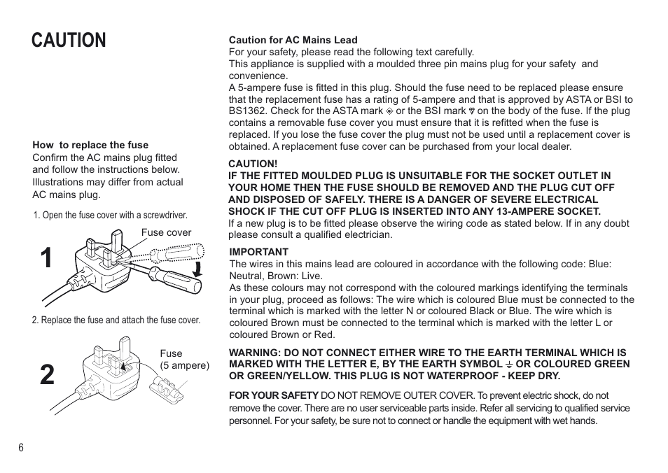 Caution | Panasonic NV-VP30EBL User Manual | Page 6 / 64